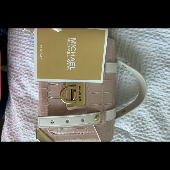 Michael Kors Mini Crocodile Print Pink and Gold Bag - Picture 3 of 4